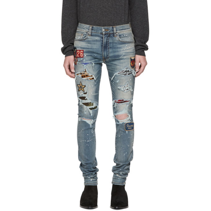 Photo: Amiri Indigo Art Patch Painted Jeans