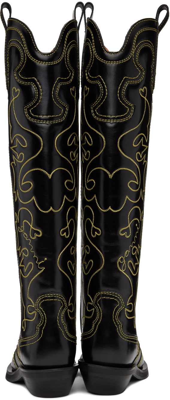 GANNI Black & Yellow Western Tall Boots