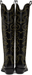 GANNI Black & Yellow Western Tall Boots