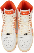 AMIRI White & Orange Skel Top Hi Bandana Sneakers