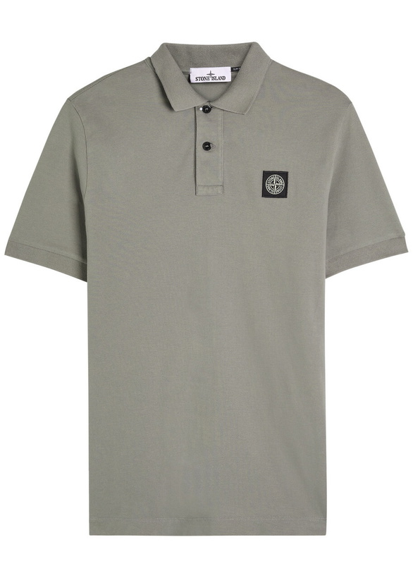 Photo: Stone Island Logo Piqué Stretch-cotton Polo Shirt Grey