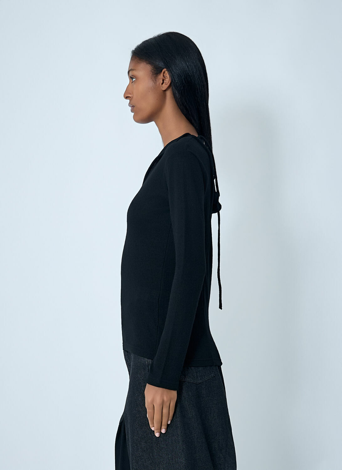 Yohji Yamamoto Lace-Up Wool Sweater