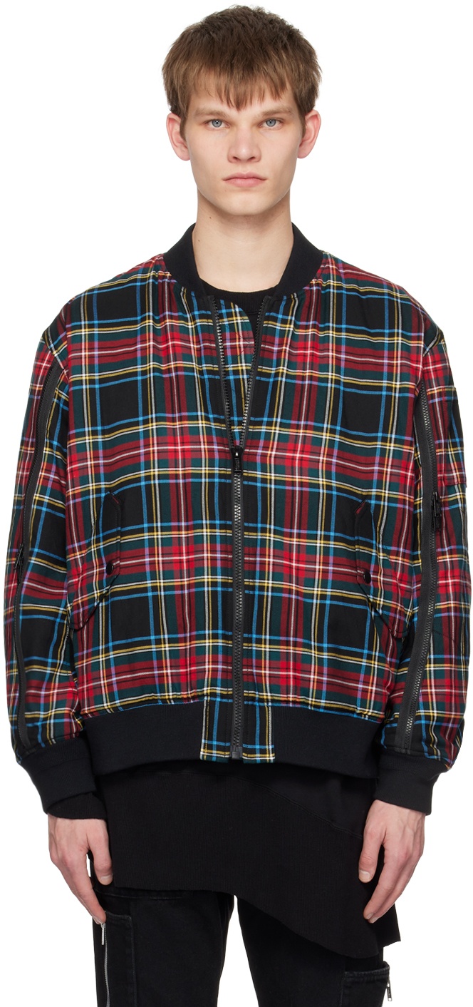 UNDERCOVER Red Plaid Reversible Bomber Jacket Undercover
