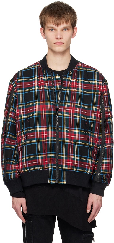 Photo: UNDERCOVER Red Plaid Reversible Bomber Jacket