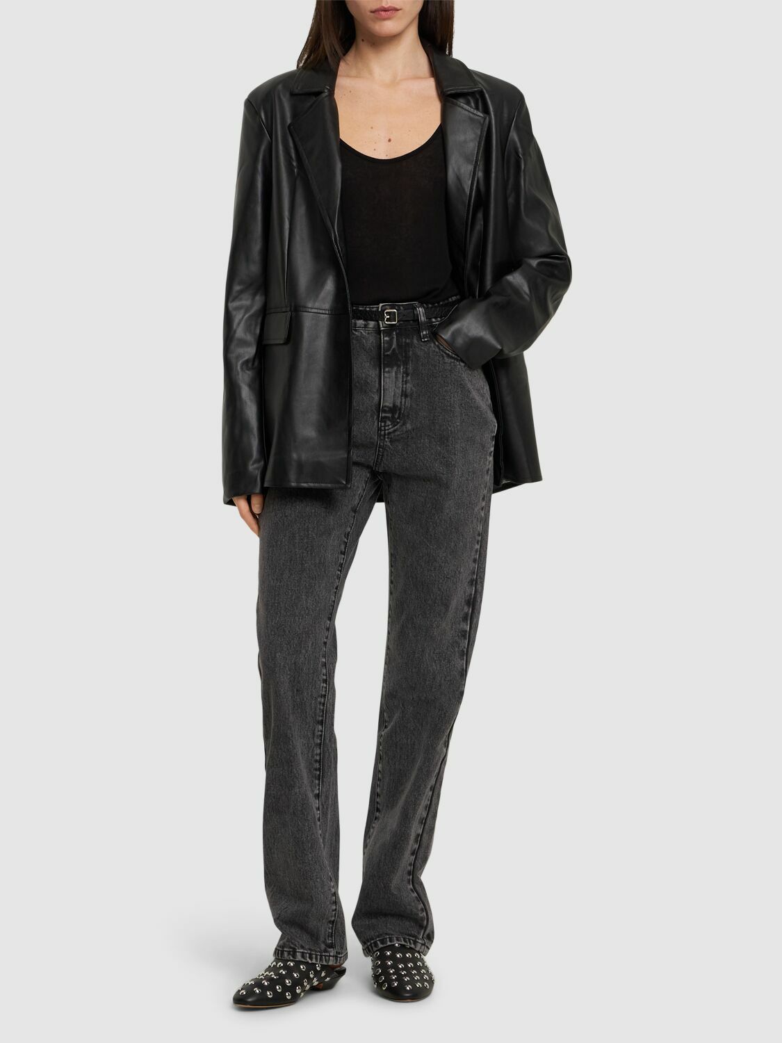 WEWOREWHAT High Rise Relaxed Straight Denim Jeans