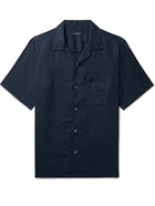 Theory - Noll Camp-Collar Linen Shirt - Blue