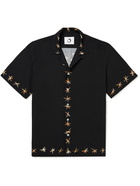 Endless Joy - Hombre Verde Camp-Collar Printed Voile Shirt - Black