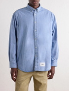 WTAPS - BD 01 Logo-Appliquéd Stone-Bleach Denim Shirt - Blue