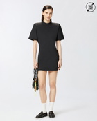 Pinko Mini Dress With Padded Shoulders And Strap Limo Black