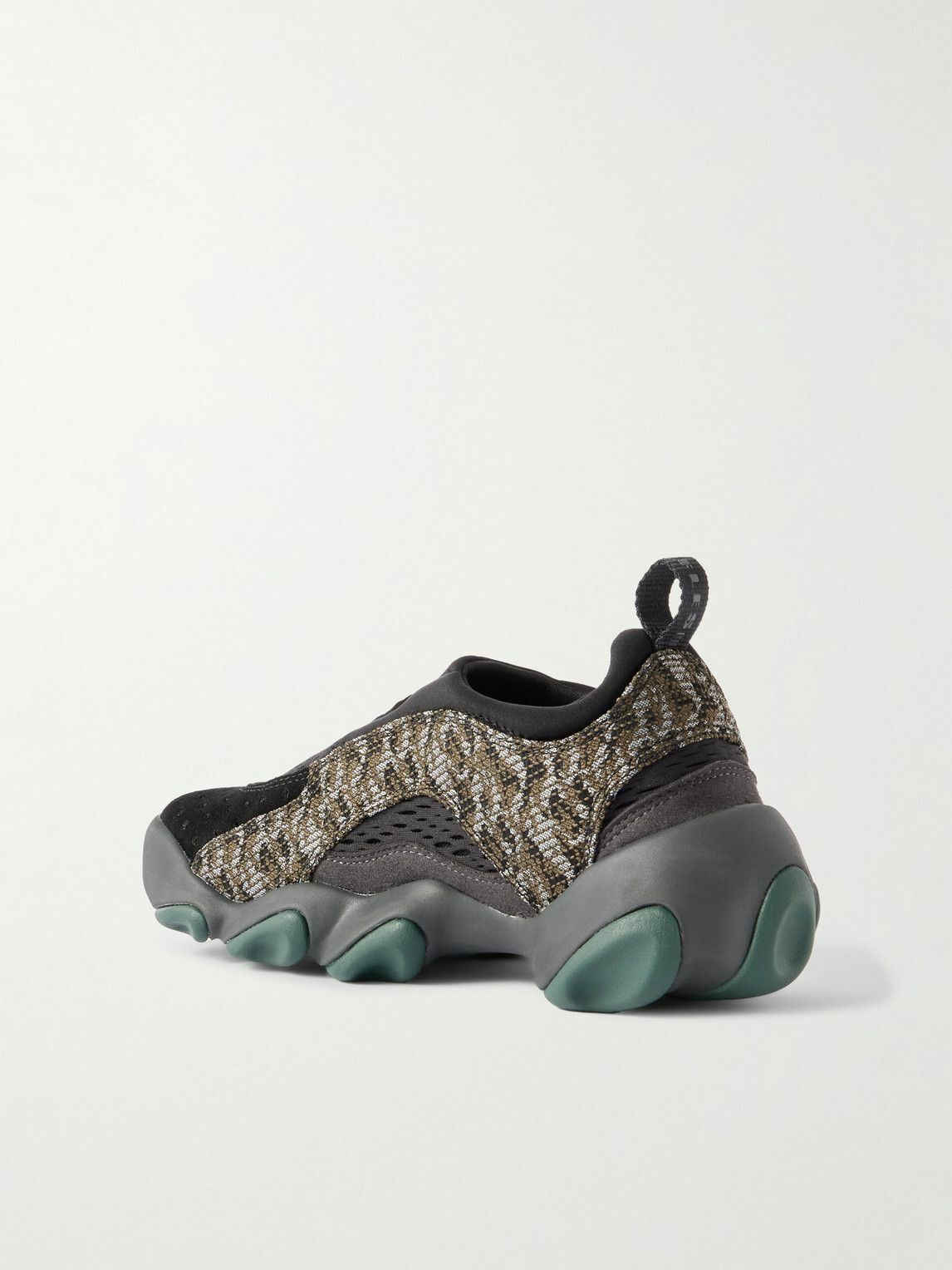 Oakley Factory - Flesh Jacquard-Knit, Suede and Mesh Slip-On Sneakers - Green