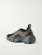 Oakley Factory - Flesh Jacquard-Knit, Suede and Mesh Slip-On Sneakers - Green