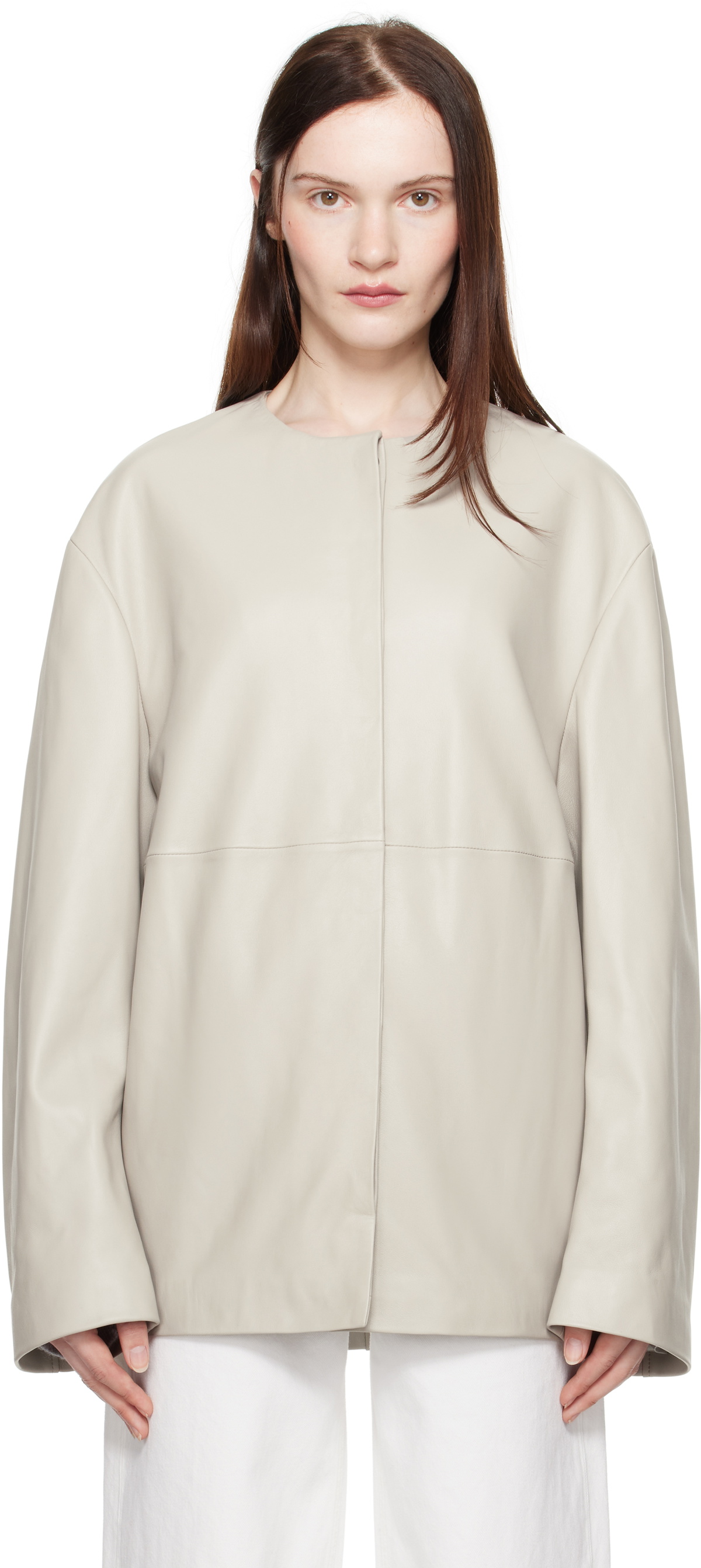 Loulou Studio Gray Atalia Leather Jacket