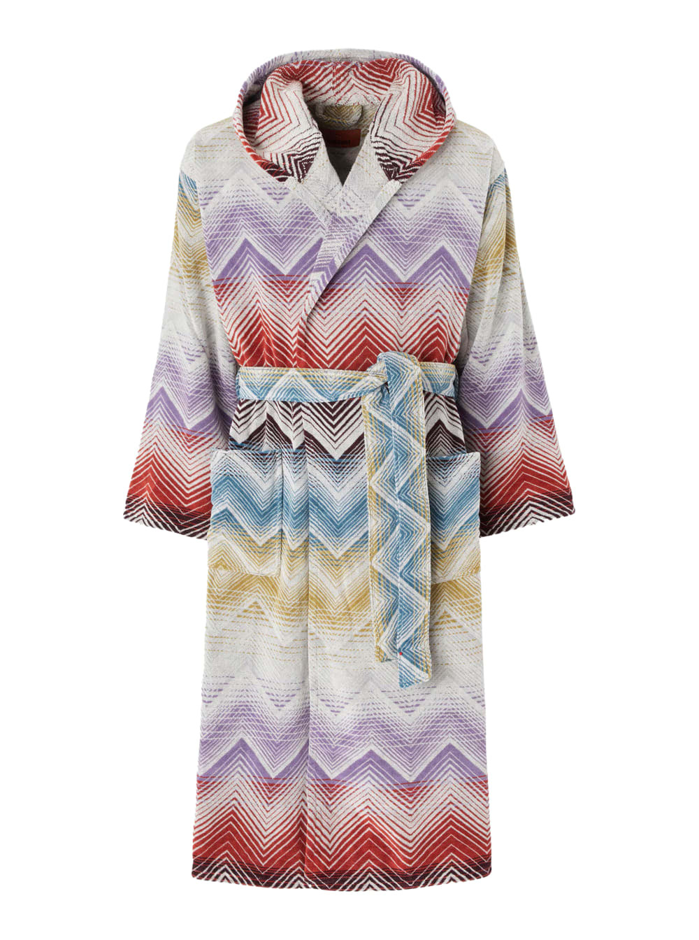 Missoni marea Multicolor Bathrobe With Hood And All-over Zigzag Motif In Cotton Home