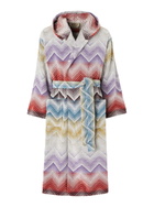 Missoni marea Multicolor Bathrobe With Hood And All-over Zigzag Motif In Cotton Home
