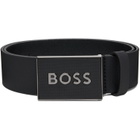 BOSS Black Logo Plaque Buckle Leather Belt