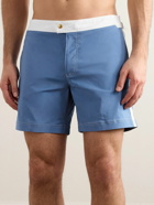 TOM FORD - Slim-Fit Mid-Length Striped Swim Shorts - Blue