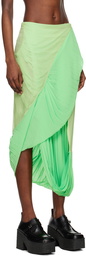 Dries Van Noten Green Asymmetric Midi Skirt