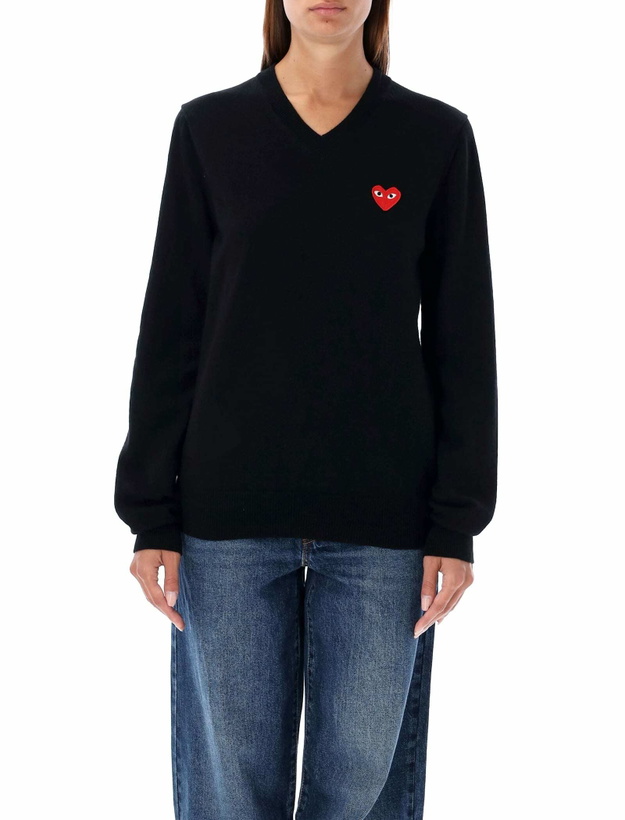 Photo: Comme des Garçons Play Red Heart Patch V-neck