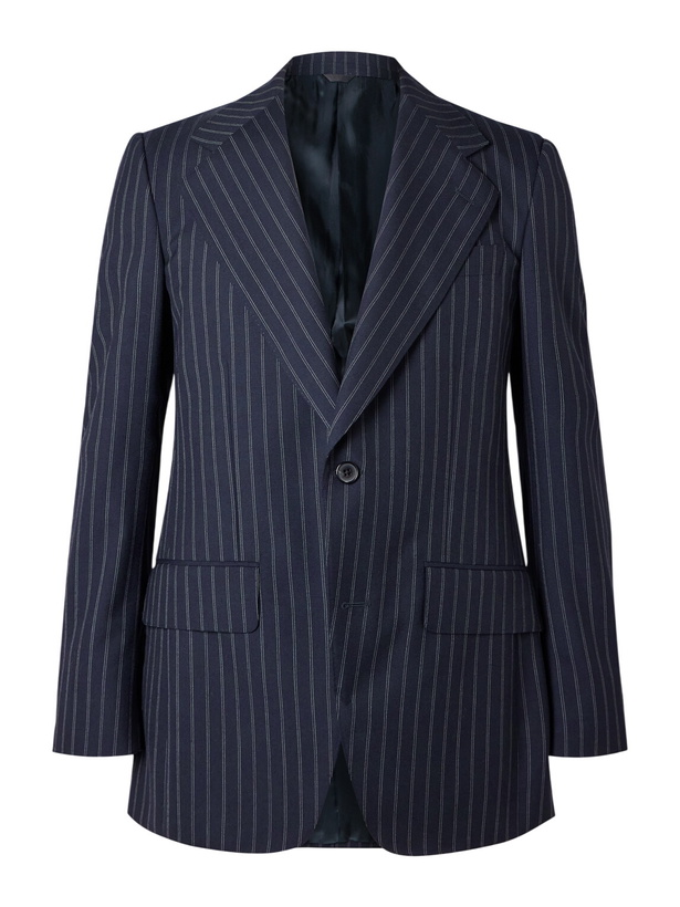 Photo: Husbands - Pinstriped Wool Suit Jacket - Blue