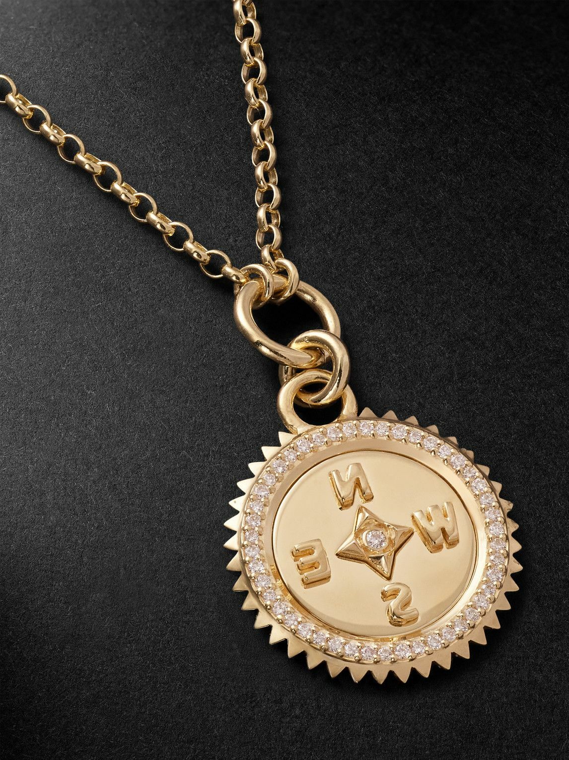 Foundrae - Internal Compass 18-Karat Gold Diamond Pendant Necklace