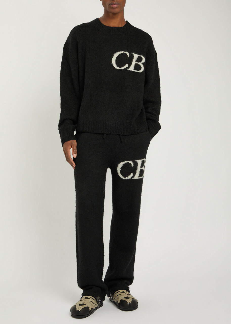 Cole Buxton Logo-intarsia Brushed Wool-blend Jumper Black