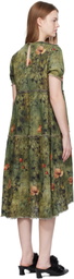 R13 Green Shredded Relaxed Reversible Midi Dress