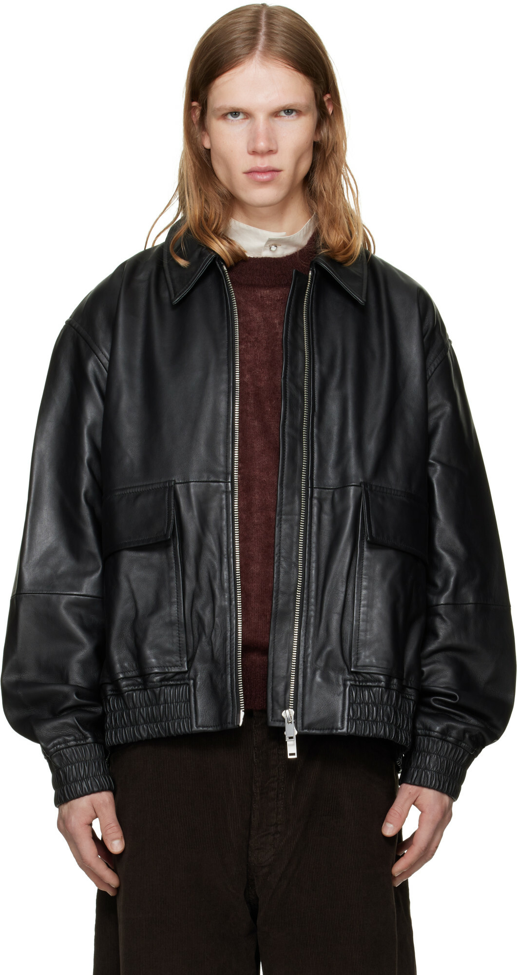 Studio Nicholson Black Piston Leather Jacket