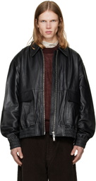 Studio Nicholson Black Piston Leather Jacket