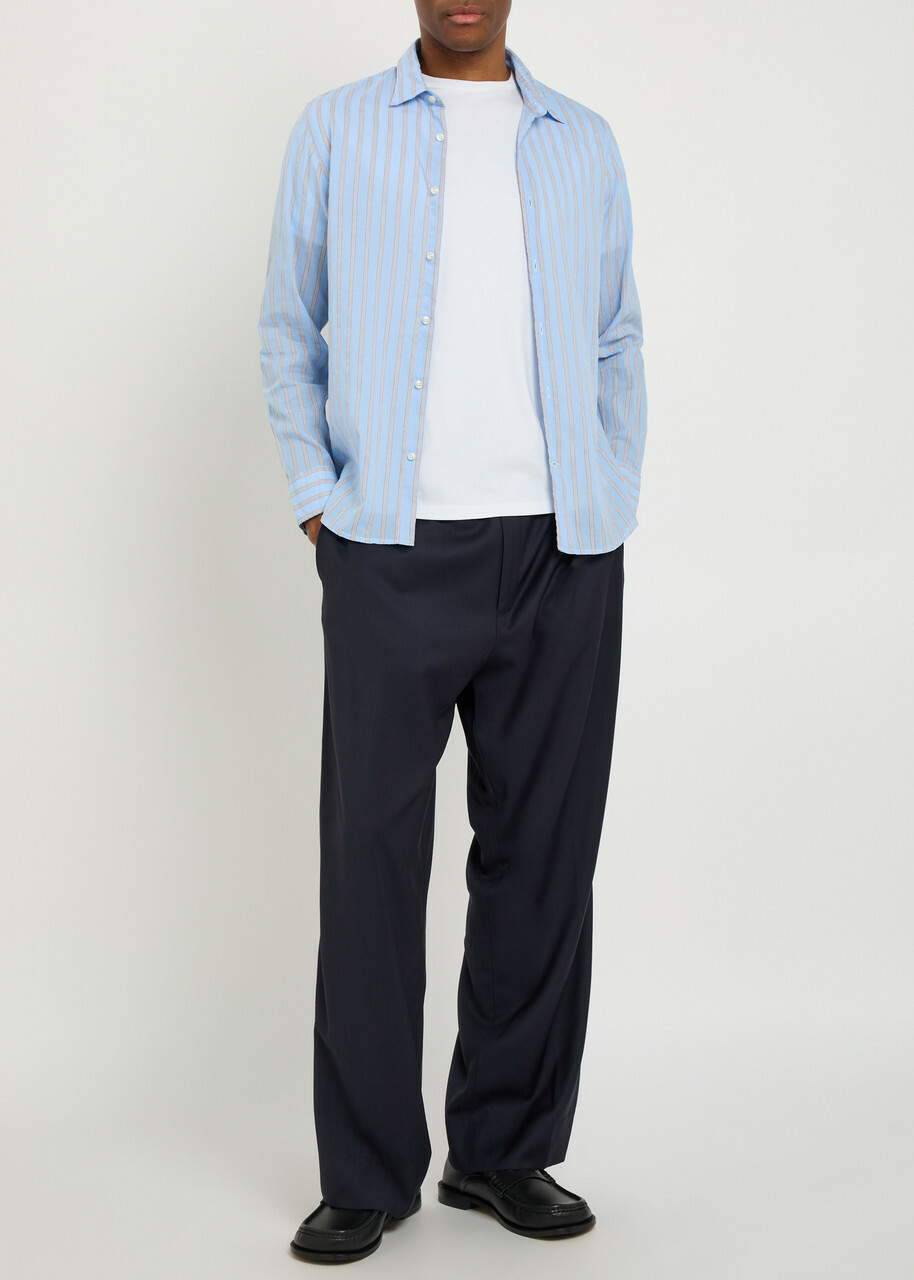 Officine Générale Nilson Wide-leg Wool Trousers Navy