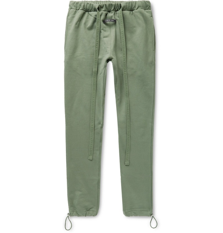Photo: Fear of God - Slim-Fit Tapered Mélange Cotton-Blend Jersey Sweatpants - Green