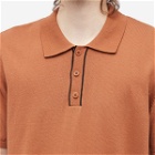 A.P.C. Men's Jacky Embroidered Logo Knitted Polo Shirt in Hazelnut
