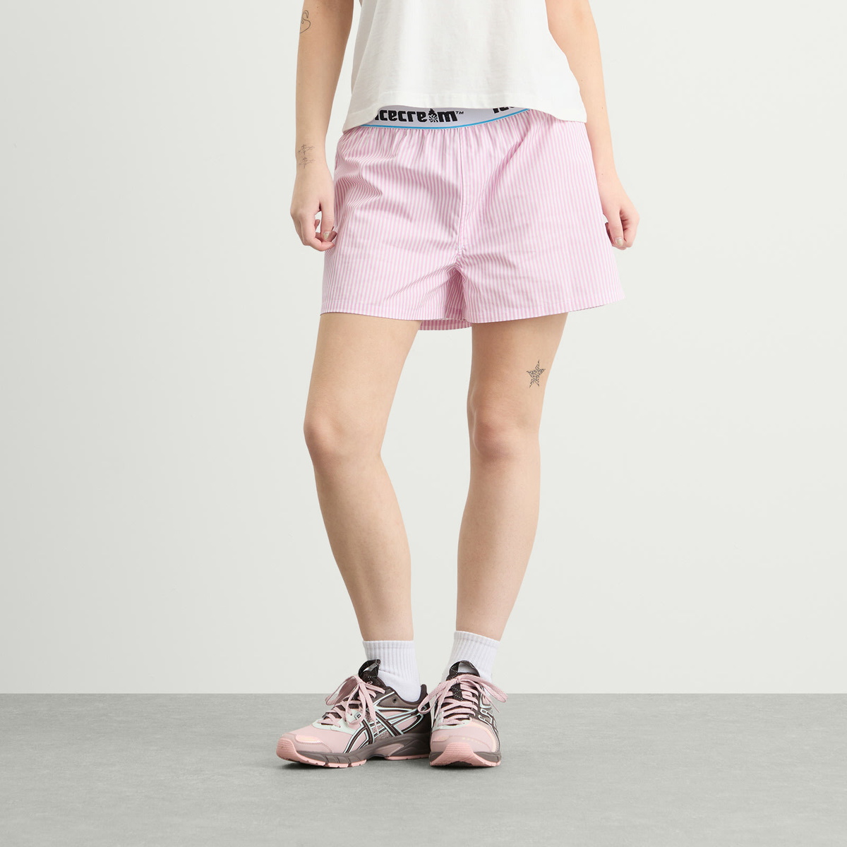 ICECREAM Women's Soft Serve Boxer Short in Pink Stripe