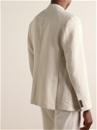 Incotex - Unstructured Double-Breasted Basketweave Cotton and Ramie-Blend Blazer - White