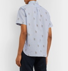 Polo Ralph Lauren - Button-Down Collar Printed Striped Cotton-Seersucker Shirt - Blue