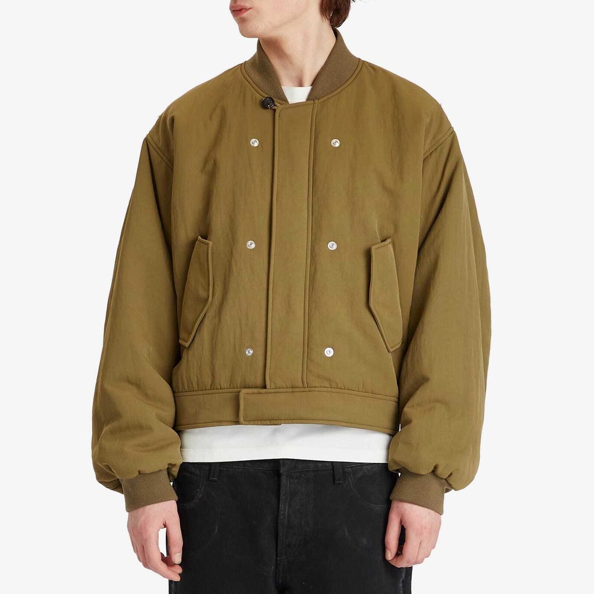 Alexander McQueen Men's Double Layer Bomber Jacket & Gilet in Olive