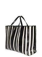 BALENCIAGA Striped Leather Tote Bag