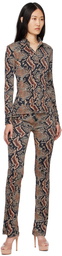 Atlein Black Snake Print Trousers