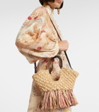 Zimmermann Goldentime Small raffia tote bag