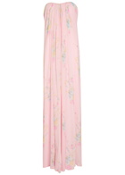 Loveshackfancy Emara Floral Strapless Chiffon Maxi Dress Pink