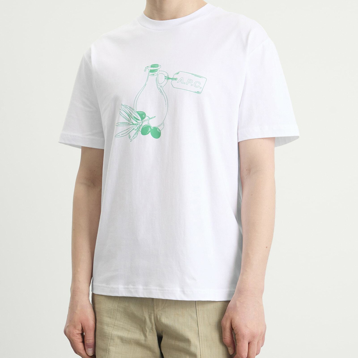 A.P.C. Men's Olive Oil T-Shirt in White