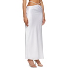 Michael Lo Sordo White Silk Crystaline Bias Slip Skirt