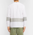 visvim - Slim-Fit Collarless Stripe-Trimmed Cotton-Poplin Shirt - White