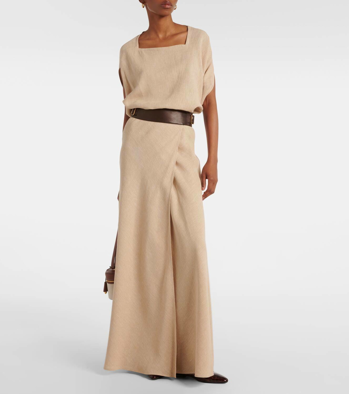 Loro Piana Gaia asymmetric linen crêpe top Loro Piana