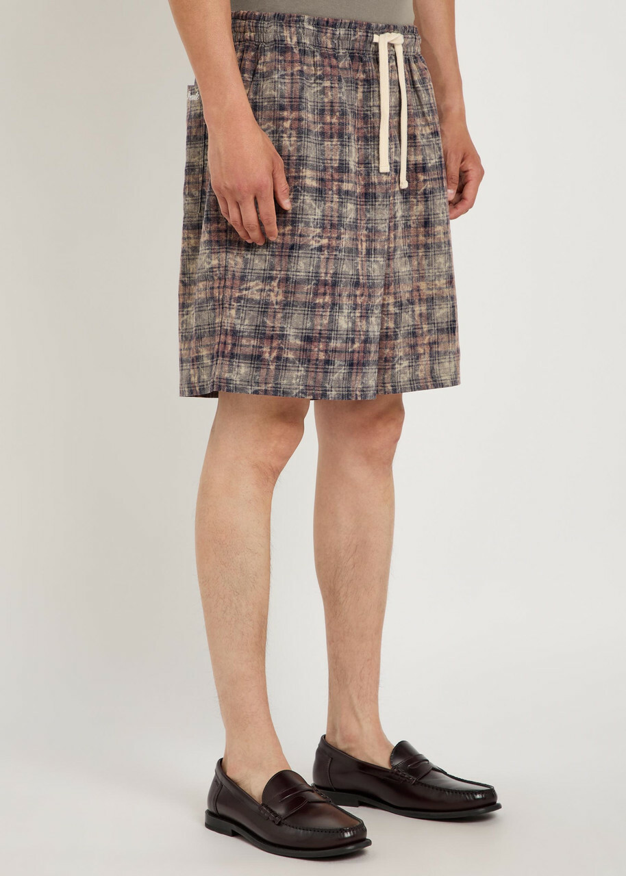 Picante Rocco Checked Cotton Shorts Brown