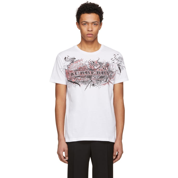 Photo: Burberry White Sketchbook Scribble T-Shirt 