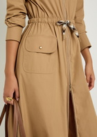 Moncler Drawstring Poplin Midi Shirt Dress Beige