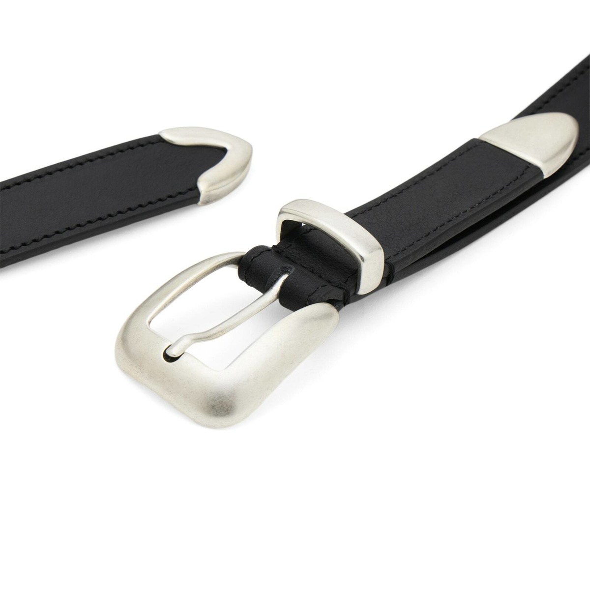 Molebo M2475 Double Tip Detail Belt in Black