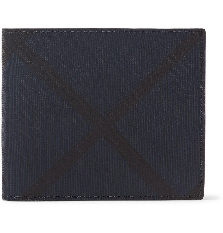 Photo: Burberry - Checked Coated-Canvas and Leather Billfold Wallet - Men - Navy