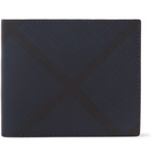 Burberry - Checked Coated-Canvas and Leather Billfold Wallet - Men - Navy