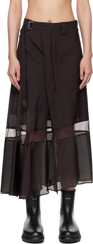 Photo: sacai Brown Suiting Midi Skirt